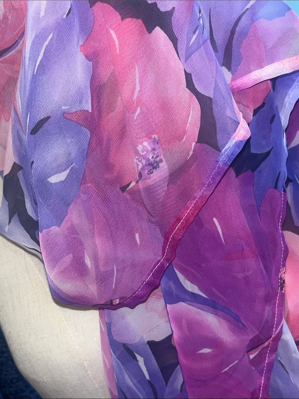 Floral Chiffon Scarf in Floral Watercolor Purple/pink- Women Accessoriesy S194